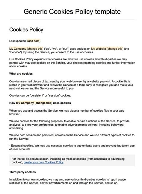 Cookie Policy Template .